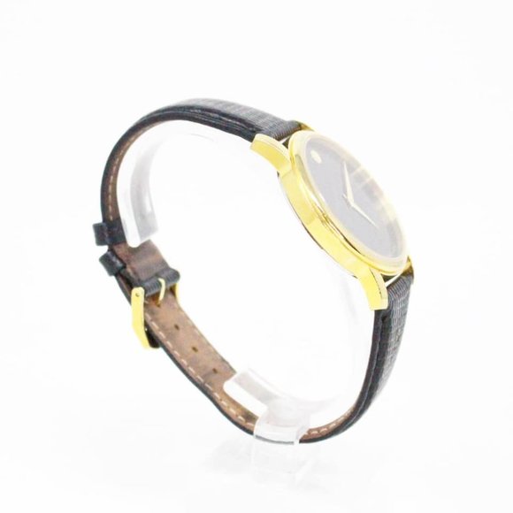 MOVADO #MCA018 Black Leather Watch